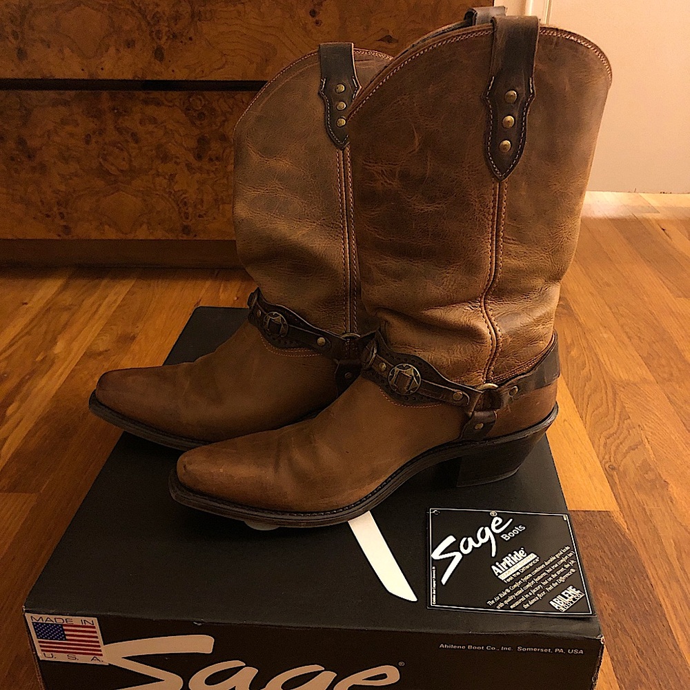 Sage 4546 Womens leather Western Dancing Boots Sz 10 Brown